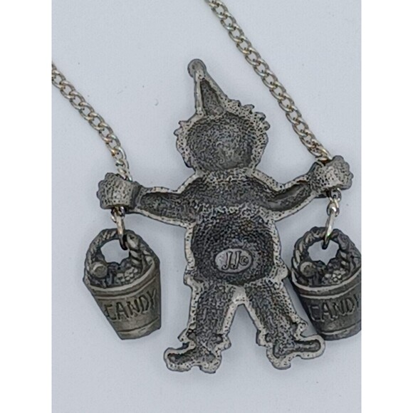 Jonette Jewelry climbing Clown Necklace With Bucket Full Of Candy Pewter Vintage - Picture 9 of 15
